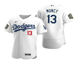 Men Los Angeles Dodgers 13 Max Muncy White 2020 World Series Authentic Flex Nike Jersey